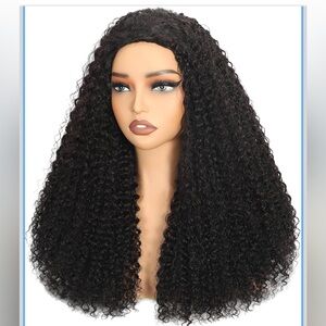 Human Hair Half Wig Kinky Curly - 200% Density, 18 Inch, Glueless Wear & Go